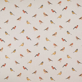 Sisustuskangas Puolipanama Pienet pihalinnut – luonnonvärinen, 