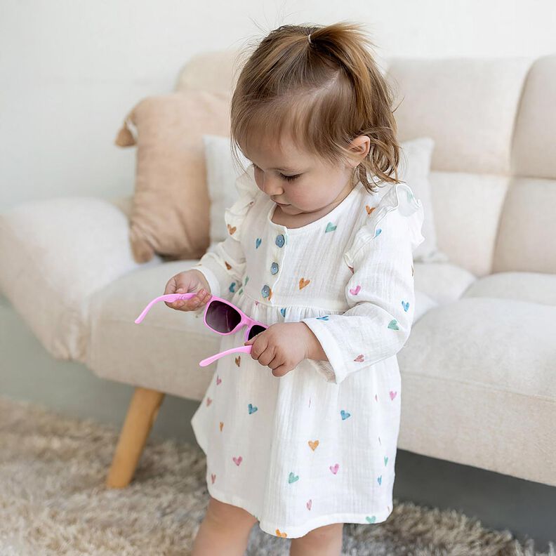 Musliini-/kaksikerroksinen kangas V&auml;rikk&auml;&auml;t syd&auml;met Digitaalipainatus &ndash; valkoinen,  image number 5