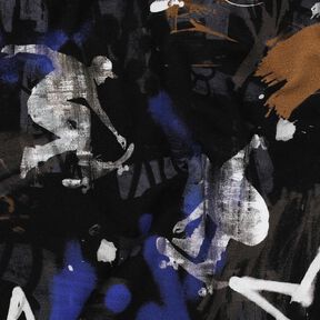 French Terry Kes&auml;college Skeittigraffiti Digitaalipainatus | Poppy Fabrics &ndash; musta/indigo, 