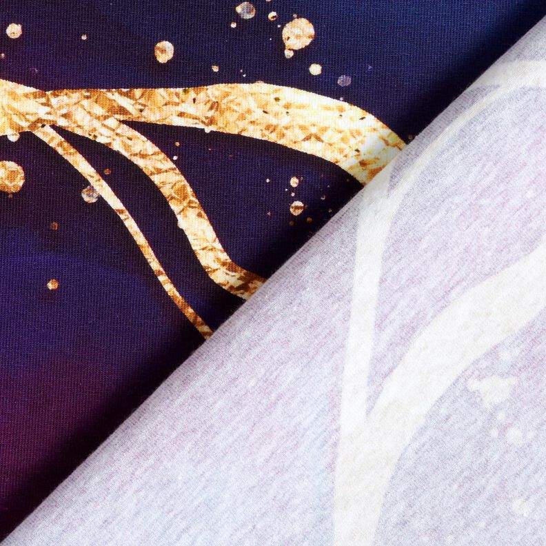 Puuvillajersey Dreamy Marble | Glitzerpüppi  – punalila/vanhakulta,  image number 4