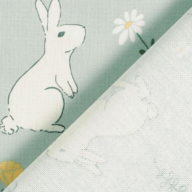 Sisustuskangas Puolipanama pienet jänikset – vaalea minttu,  image number 4