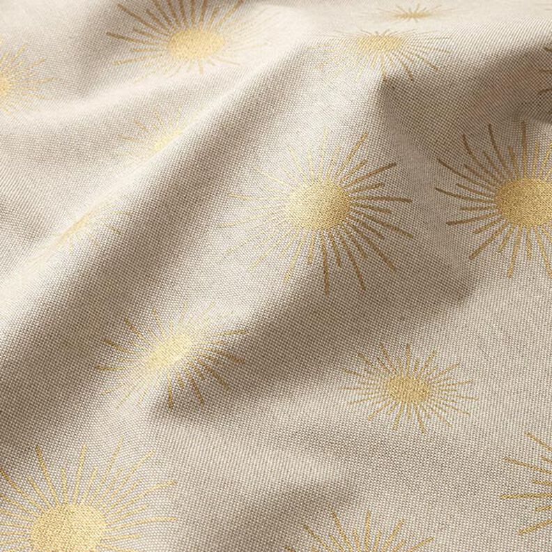 Sisustuskangas Puolipanama kultaiset auringot   – luonnonvärinen,  image number 2