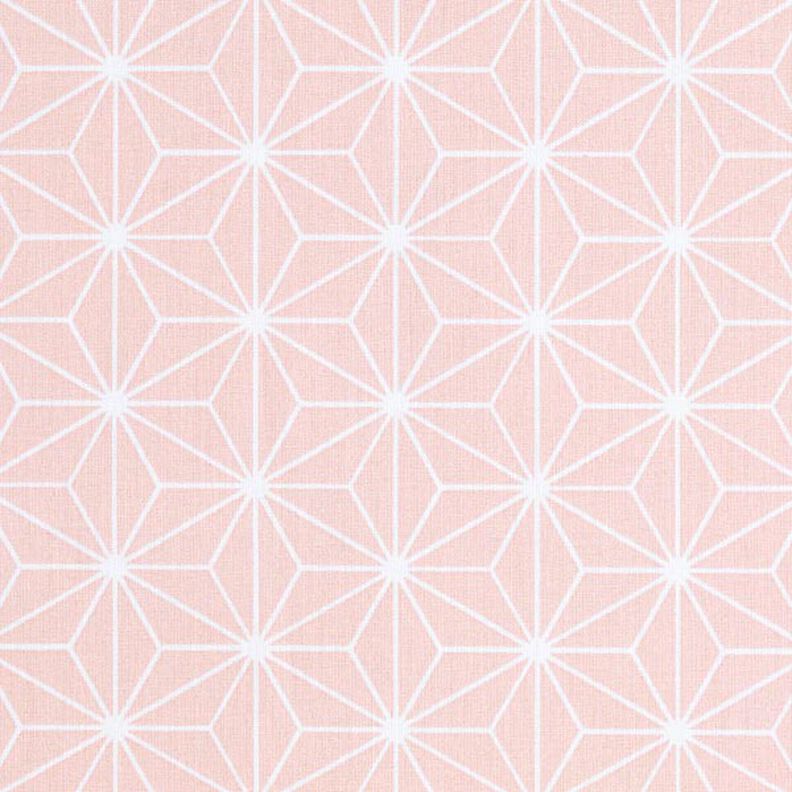Puuvillakangas Kretonki Japanilaiset tähdet Asanoha – roosa,  image number 1