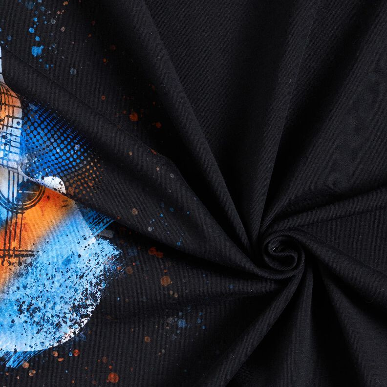 Puuvillajersey Paneeli Kitara | Glitzerp&uuml;ppi &ndash; musta/oranssi,  image number 3