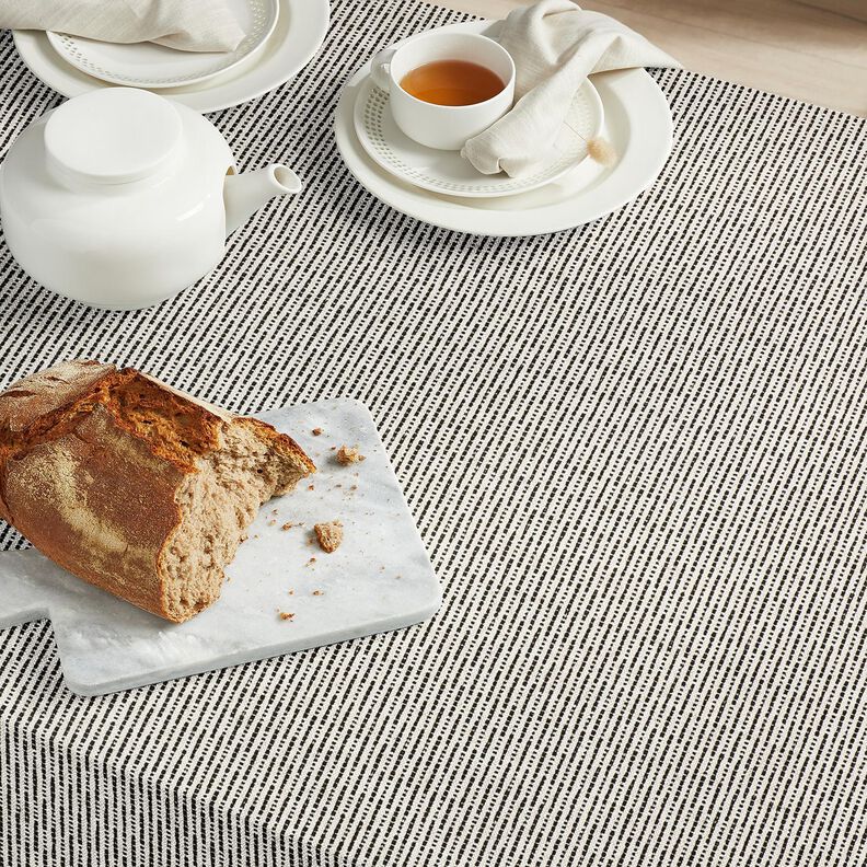 Sisustuskangas Jacquard Rustiikkiset raidat &ndash; musta/luonnonv&auml;rinen,  image number 5