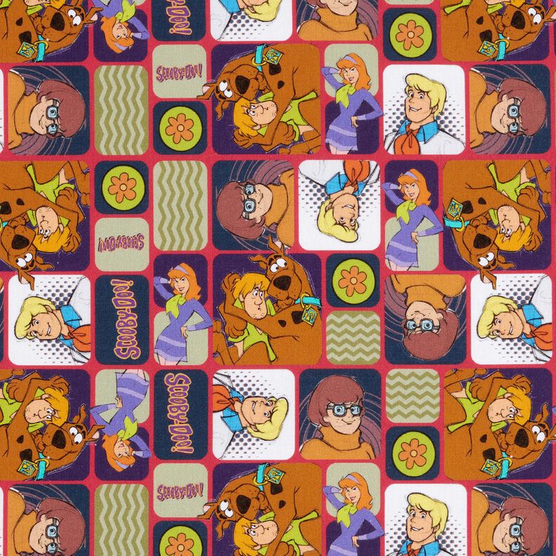 Puuvillapopliini Scooby Doo sarjakuvana Lisenssikangas – punainen/värisekoitus,  image number 1