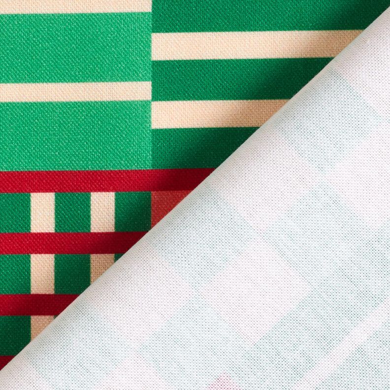 Sisustuskangas Puolipanama Modernit muodot &ndash; katajanvihre&auml;/tummanpunainen,  image number 4