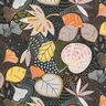 Puuvillakangas Kretonki Lehdet – musta/oranssi,  thumbnail number 6