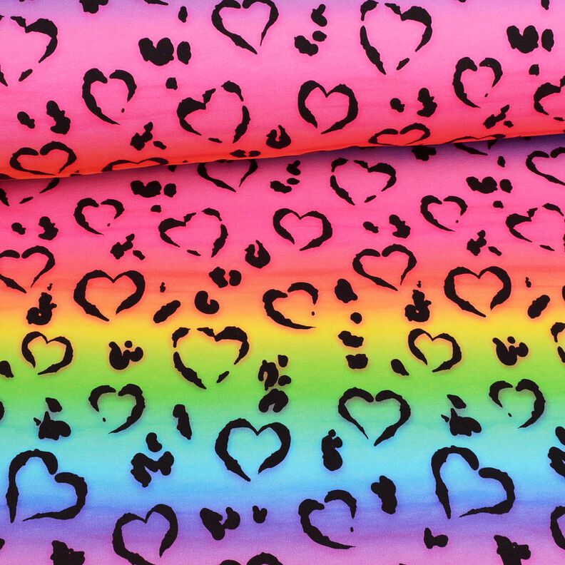Puuvillajersey Leo Hearts Rainbow | Glitzerpüppi – musta/värisekoitus,  image number 2