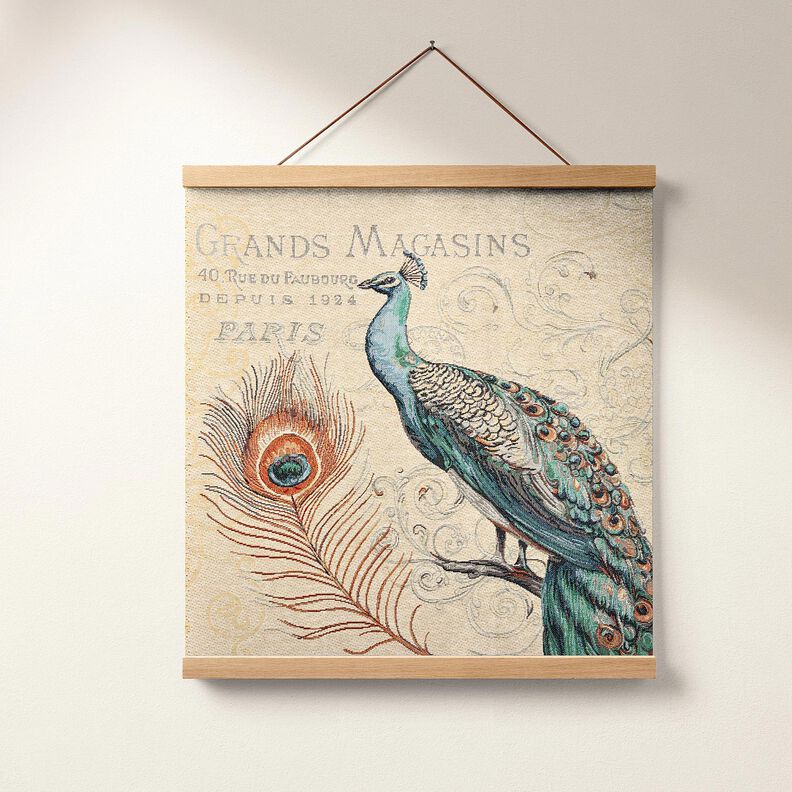 Koristepaneeli Gobeliini Riikinkukko &ndash; vaalea beige/sininen,  image number 5