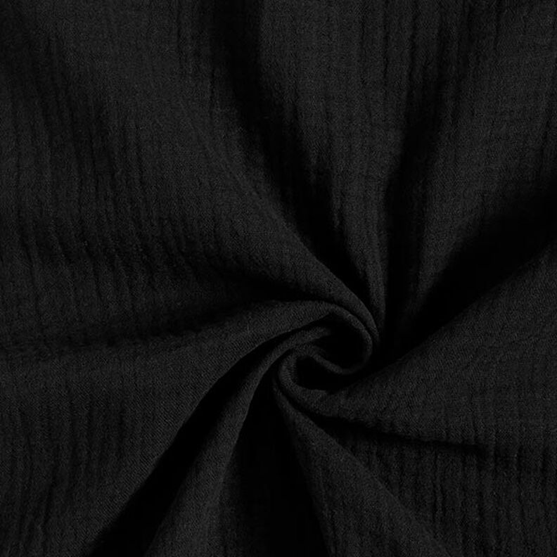 GOTS Musliini-/kaksikerroksinen kangas | Tula – musta,  image number 1