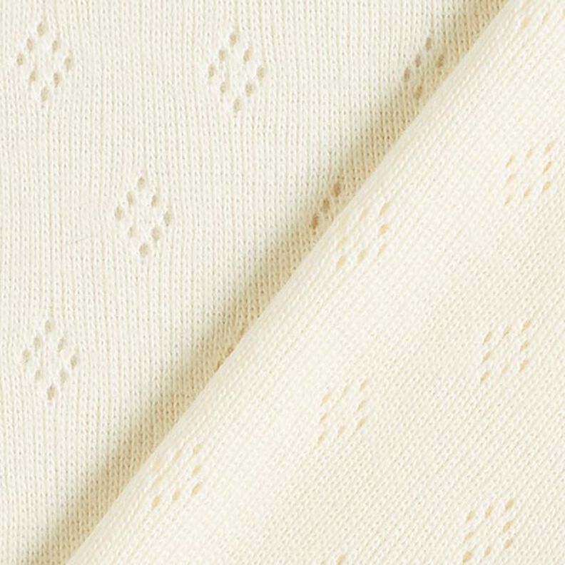 Hienoneulosjersey, jossa reikäkuvio – villanvalkoinen,  image number 3