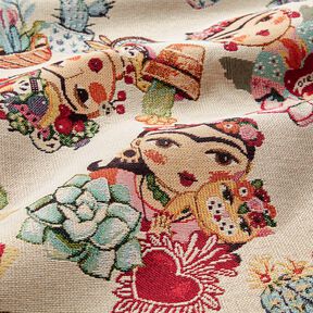 Sisustuskangas Gobeliini Naistaiteilijat &ndash; vaalea beige/punainen, 