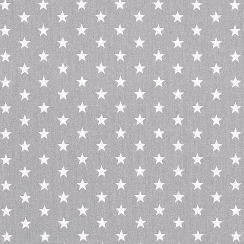 Puuvillapopliini keskisuuret tähdet – harmaa/valkoinen,  image number 1