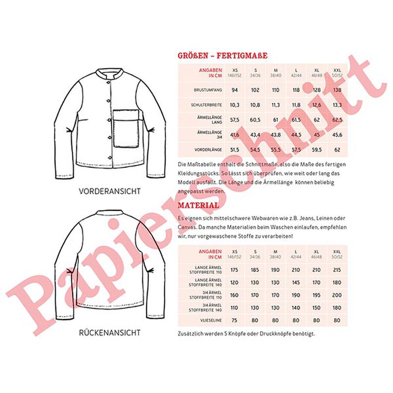 FRAU CLEO Lyhyt takki, jossa pystykaulus ja suuri päälle ommeltu tasku | Studio Schnittreif | XS–XXL,  image number 18