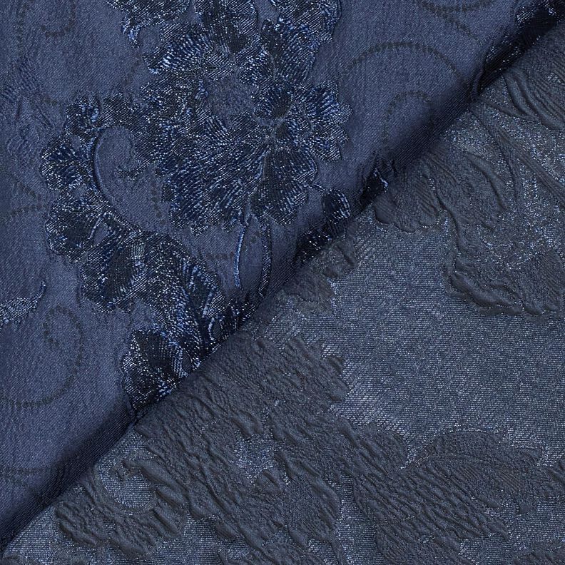 Vaatejacquard Brokadi Kukat – laivastonsininen,  image number 4