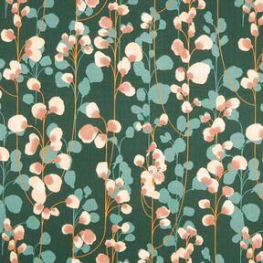 Puuvillasatiini Kipuavat kasvit &ndash; tummanvihre&auml;/hiekka, 