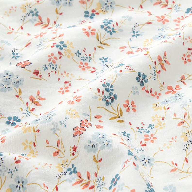 Musliini-/kaksikerroksinen kangas romanttiset kukkaköynnökset – valkoinen,  image number 2