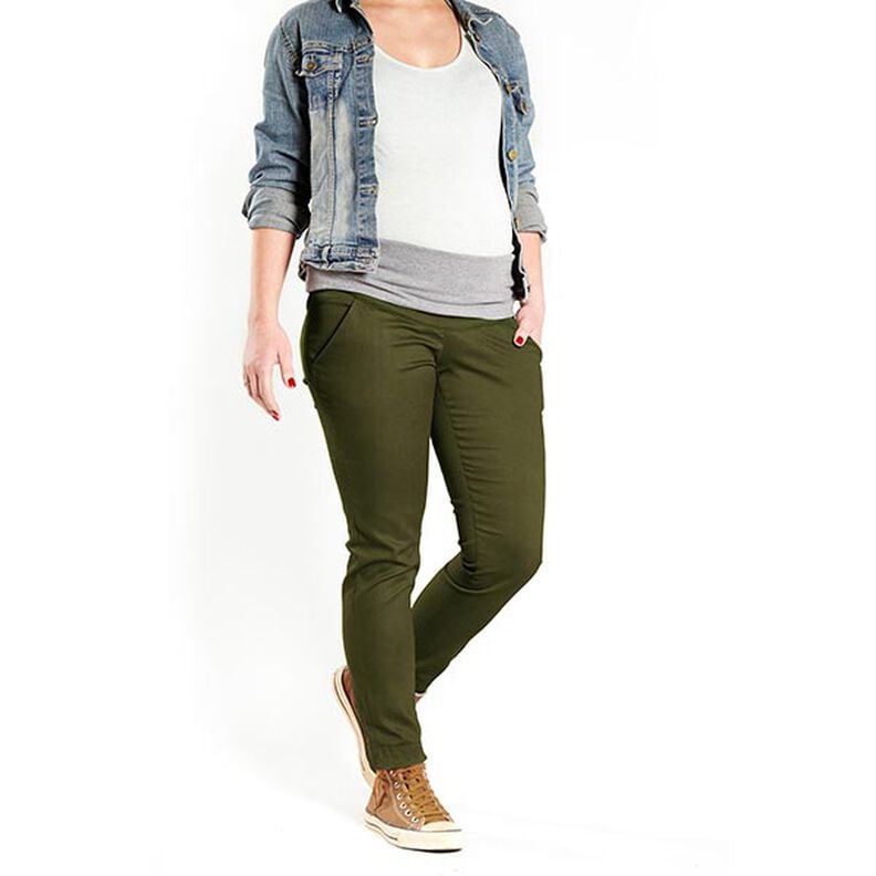 Puuvillarakenne Stretch – oliivi,  image number 5