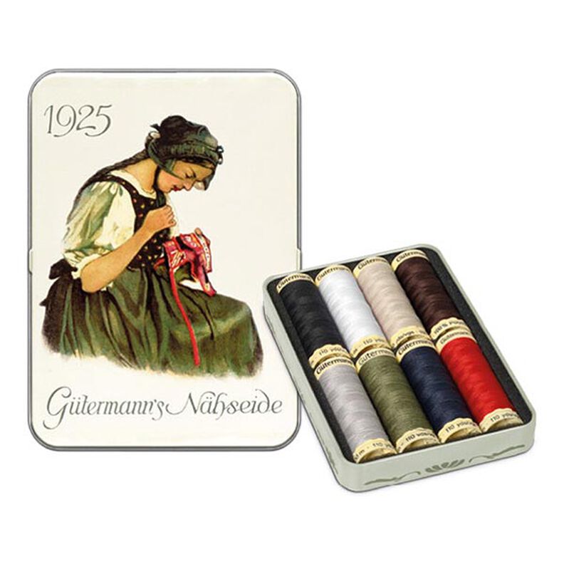 Nostalgialaatikko 1925 Ompelulankasetti Yleislanka [ 100m | 8 kpl | 13 x 9 x 2 cm ] | Gütermann,  image number 1