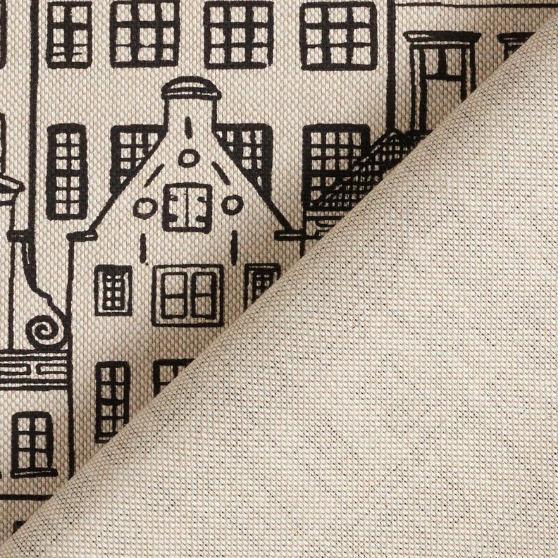 Sisustuskangas Puolipanama Kaupunkipientalot – luonnonvärinen/musta,  image number 4