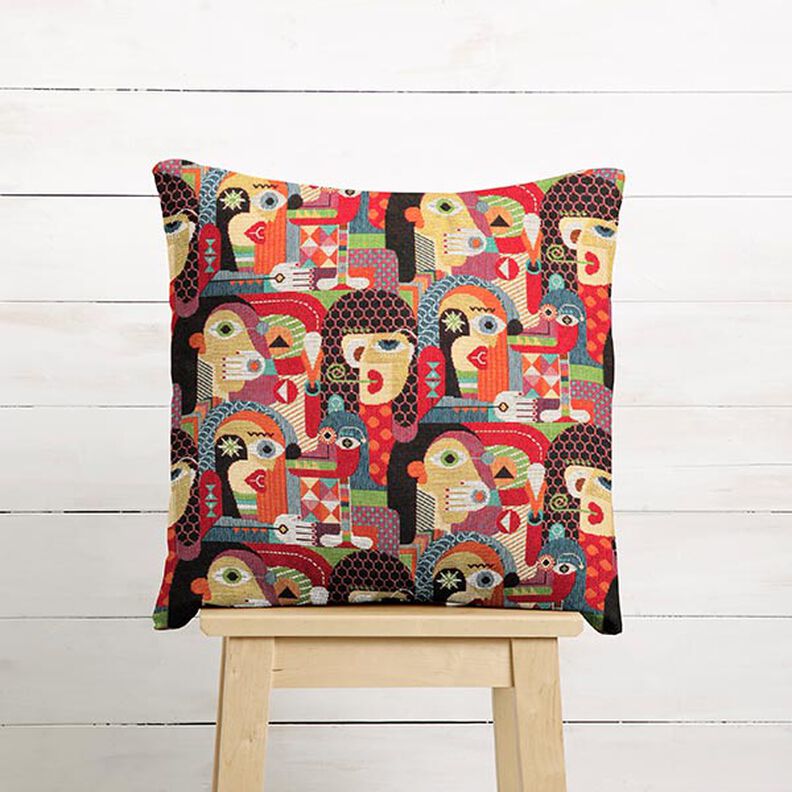 Sisustuskangas Gobeliini Abstraktit kasvot &ndash; musta,  image number 5