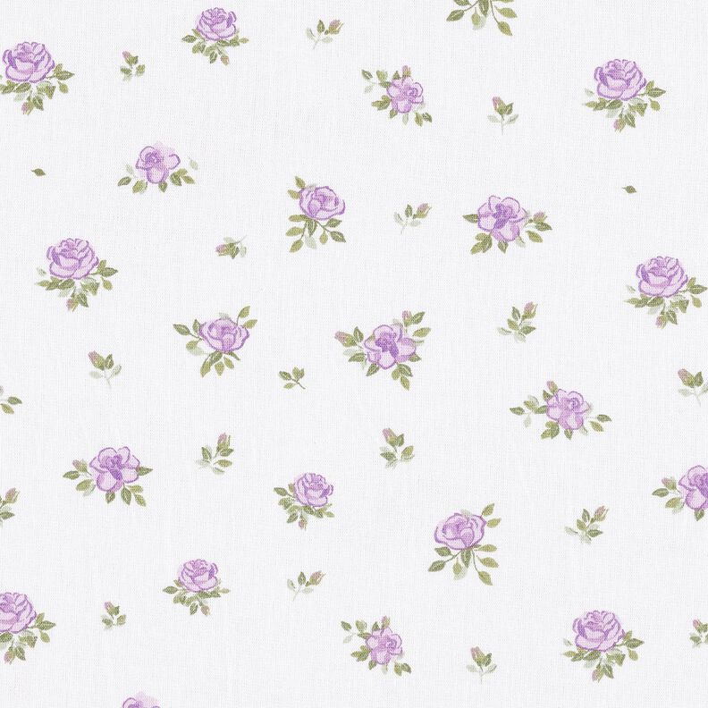 Puuvillapopliini Herkät ruusut – laventeli/valkoinen,  image number 1