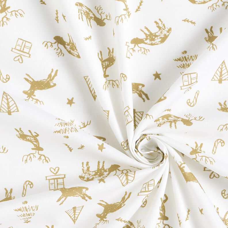 Puuvillakangas Kretonki Porot ja tähdet – norsunluu/kulta,  image number 3