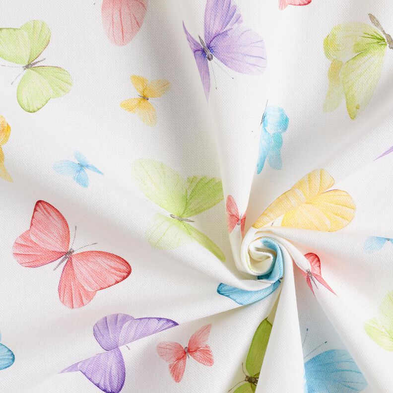 Sisustuskangas Puolipanama Herkät perhoset – valkoinen/pastellinvihreä,  image number 3