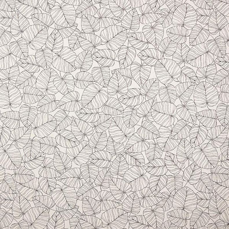 Sisustuskangas Puolipanama Hienot lehdet – luonnonvärinen/musta,  image number 1