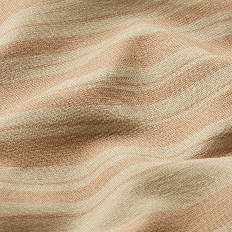 French Terry Epäsäännölliset raidat – vaaleanruskea/tumma beige,  image number 2
