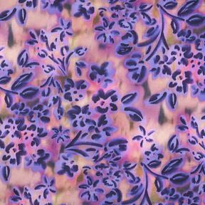 Puuvillasatiini Akvarellikukat Digitaalipainatus | Poppy Fabrics – cashew/lila, 