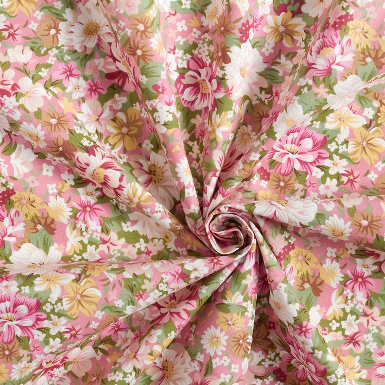 Puuvillapopliini Romanttiset kukat – roosa/beige,  image number 3
