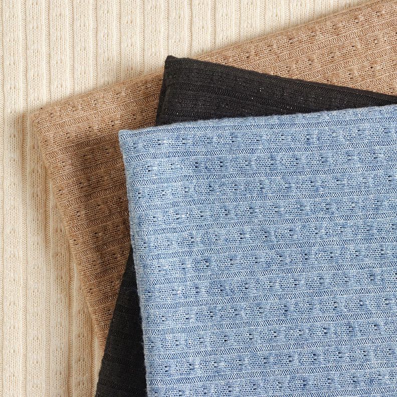 Neulekangas Ajour ylellisen kimaltelevilla raidoilla – vaaleansininen,  image number 5