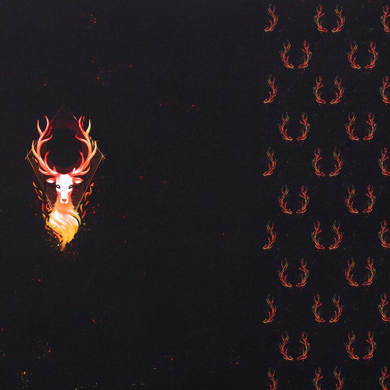 French Terry Paneeli Tulipeura | Glitzerp&uuml;ppi &ndash; musta/oranssi,  image number 1