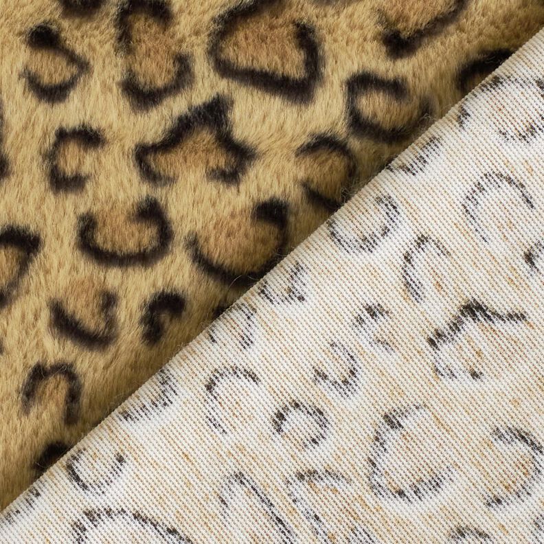Superpehmeä tekoturkis leopardikuviolla – vanhakulta/musta,  image number 4