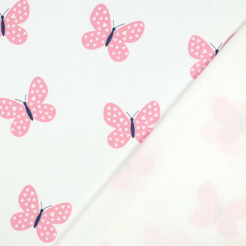 Collegekangas harjattu suuret perhoset | Poppy Fabrics &ndash; norsunluu/roosa,  image number 4