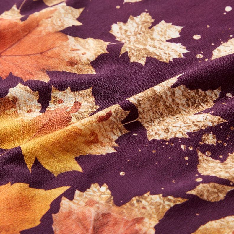 French Terry Reunuskangas Vaahteranlehdet | Glitzerp&uuml;ppi &ndash; merlot/vanhakulta,  image number 6