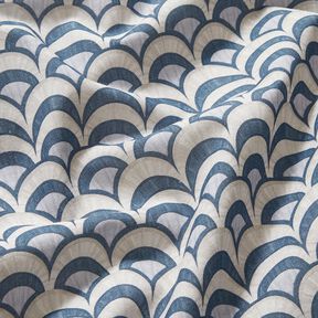 Puuvillakangas Popliini Tyylikk&auml;&auml;t kaaret &ndash; siniharmaa/vaalea ruskeanharmaa, 