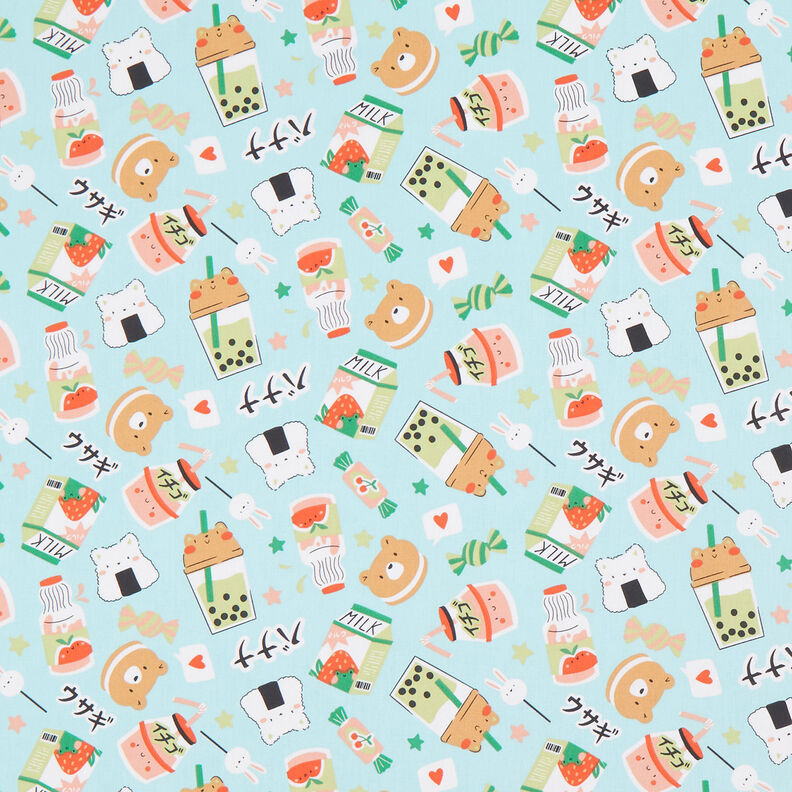 Puuvillapopliini Manga Välipalat – eukalyptus,  image number 1