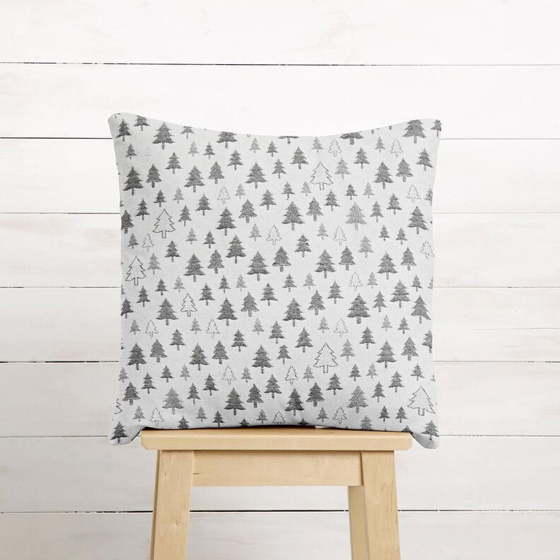 Sisustuskangas Jacquard Kimaltelevat kuuset &ndash; antrasiitti/hopea,  image number 6