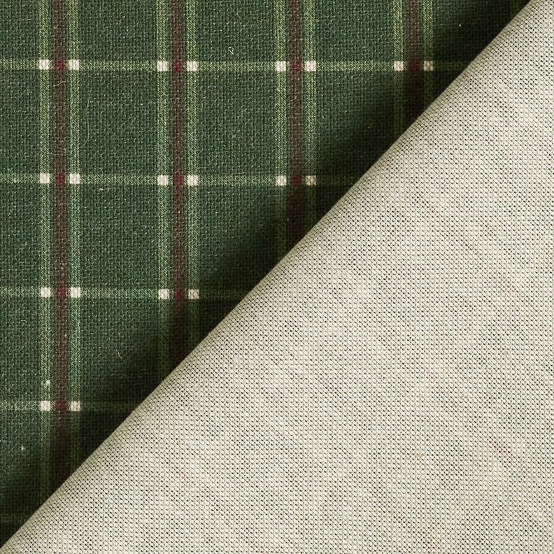 Sisustuskangas Puolipanama Tyylik&auml;s ruutu &ndash; kuusenvihre&auml;/karmiininpunainen,  image number 4