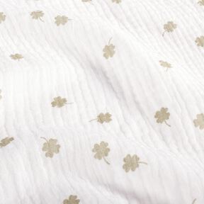 Musliini-/kaksikerroksinen kangas Onnenk&auml;enkaali &ndash; villanvalkoinen/pistaasi, 