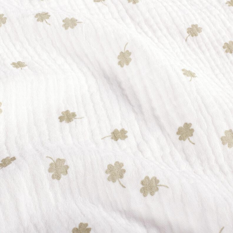 Musliini-/kaksikerroksinen kangas Onnenk&auml;enkaali &ndash; villanvalkoinen/pistaasi,  image number 2