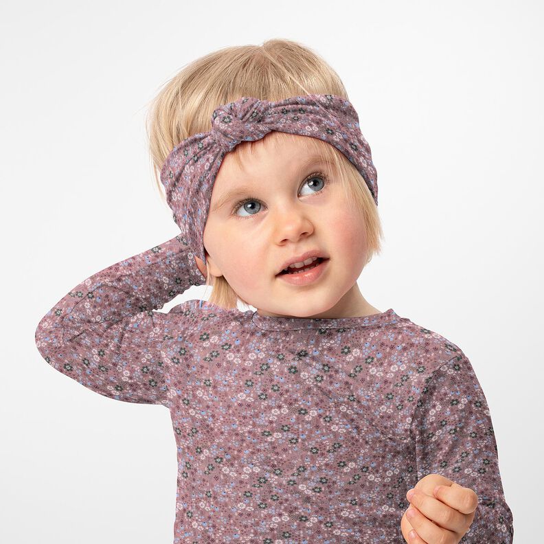 Puuvillajersey Metsäkukkaniitty Digitaalipainatus – tumma vanharoosa,  image number 5