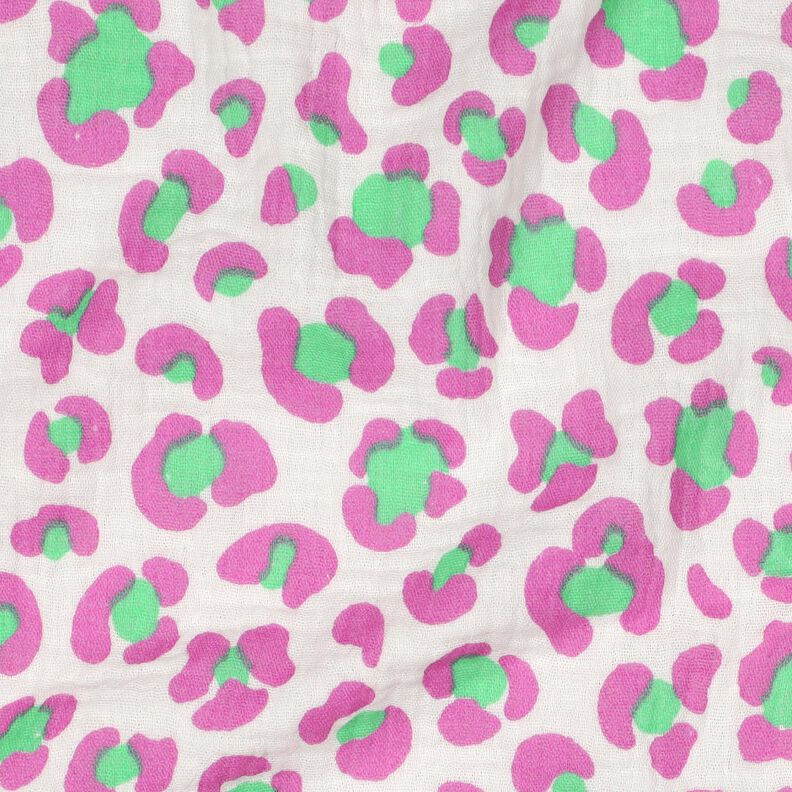 Musliini-/kaksikerroksinen kangas Värikäs leopainatus | Poppy Fabrics – norsunluu/vaaleanvihreä,  image number 2