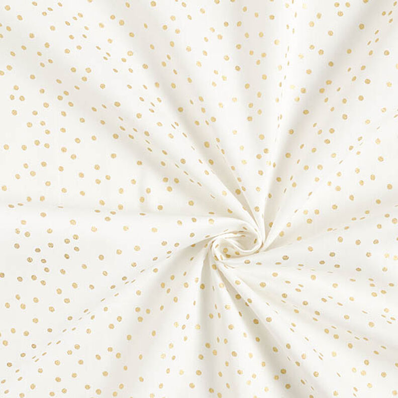 Puuvillakangas Popliini Hienot pilkut – villanvalkoinen/kulta,  image number 3