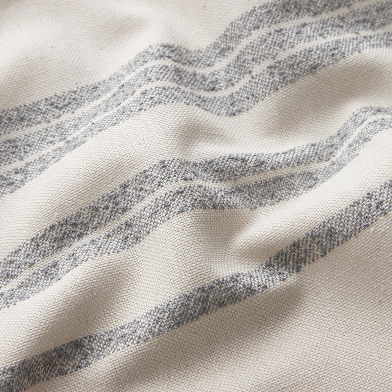 Sisustuskangas Puolipanama Kudotut raidat &ndash; ter&auml;ksen sininen/luonnonv&auml;rinen,  image number 2