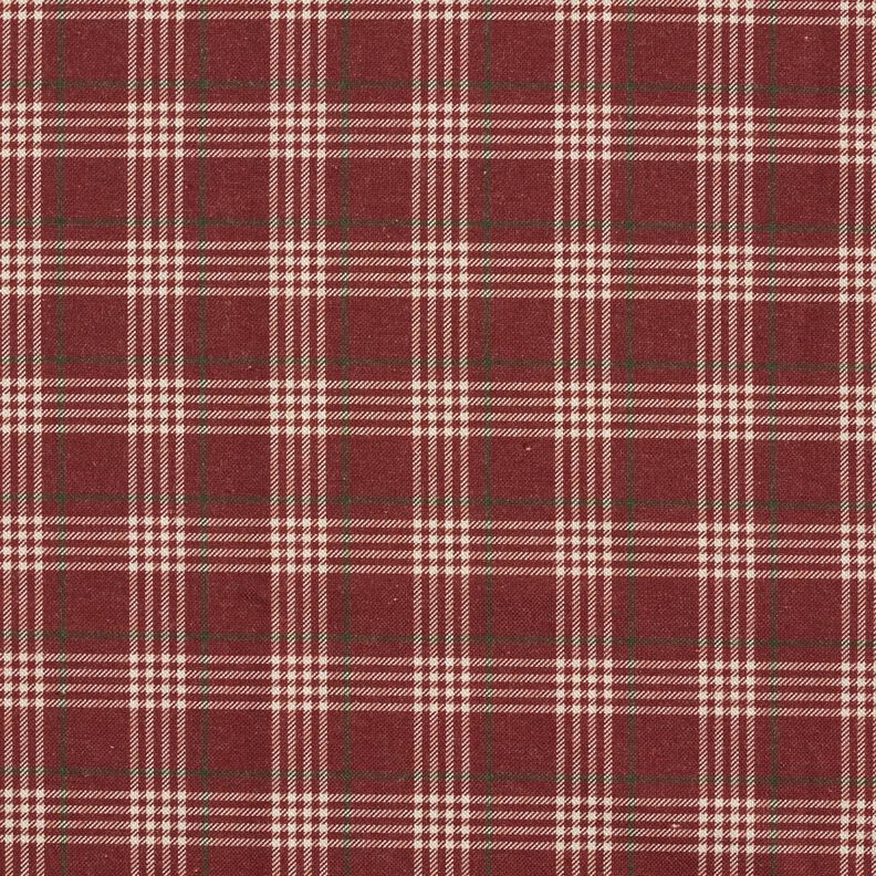 Sisustuskangas Puolipanama Klassinen ruutu – viininpunainen/luonnonvärinen,  image number 1