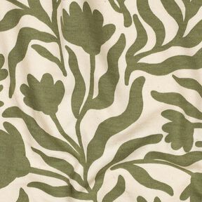 Collegekangas harjattu valkaisematon Kukat | Poppy Fabrics &ndash; kerma/khaki, 